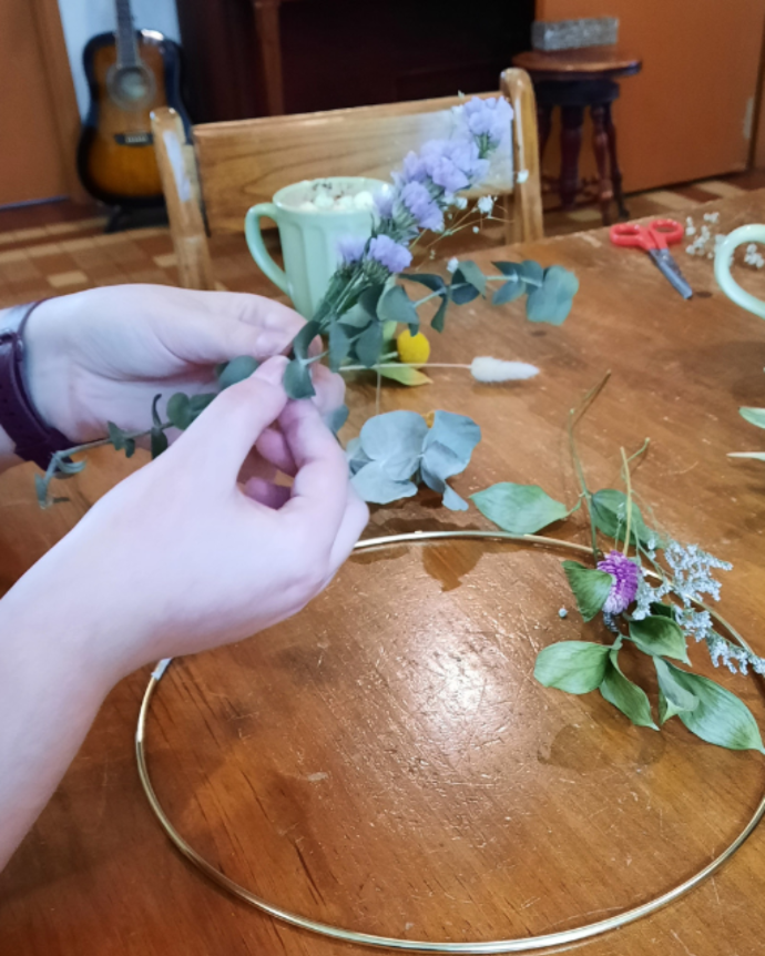 Atelier _ Couronne murale de fleurs séchées